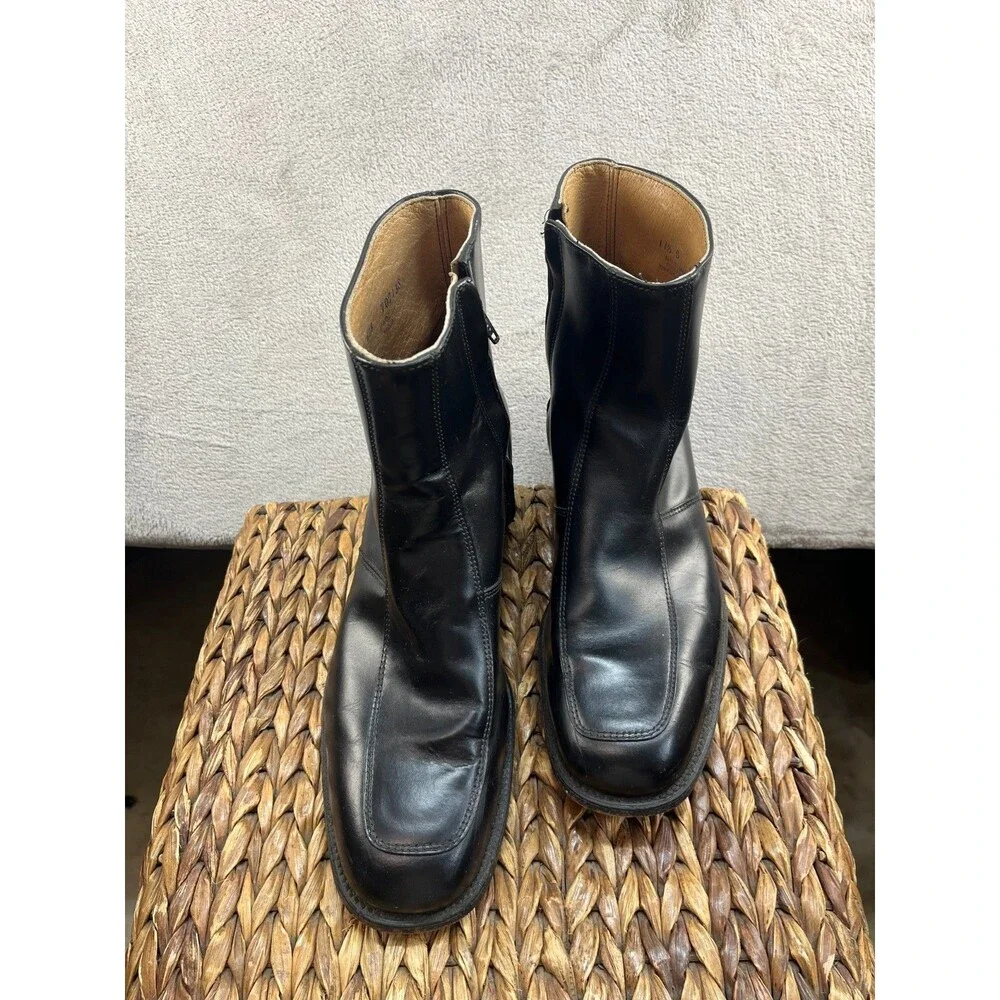 Executive Imperials Leather Dress Ankle Boots Mens Size 11.5 E Black Zip Up 908